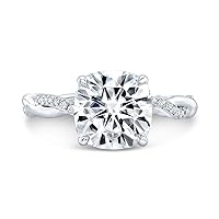 Kiara Gems 3.75 CT Cushion Infinity Accent Engagement Ring Wedding Eternity Band Vintage Solitaire Silver Jewelry Halo Anniversary Praise Ring