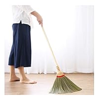 Whisk Broom, Straw Broom Long Wooden Handle Slender s Soft Antistatic Clean Smooth Ground Hand Made agh (Color : Natural, Size : 100x38cm) (Natural 100x38cm)