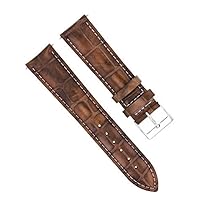 Ewatchparts 20/16MM LEATHER WATCH BAND STRAP COMPATIBLE WITH 36MM ROLEX DATEJUST LIGHT BROWN WHITE STIT