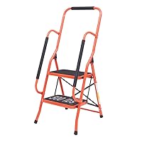 LUISLADDERS Step Safety Ladder Folding Anti-Slip Steel Safety Ladder Padded Side Handrails with Large Area Pedals for Kitchen Home and Office 500lbs (2 Step)