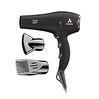 80750 1875-Watt Tourmaline Ceramic Ionic Salon Hair Dryer with Diffuser, Fast Dry Low Noise Blow Dryer, Travel Hairdryer for Normal & Curly Hair, Soft Grip, Black