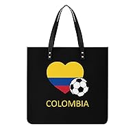 Love Colombia Soccer PU Leather Tote Bag Top Handle Satchel Handbags Shoulder Bags for Women Men