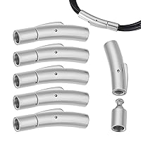 UNICRAFTALE 6 Sets Bayonet Clasp 304 Stainless Steel Bayonet Necklace Clasps with Push Button Column Clasp 4mm Hole Cord Column Leather Cord Push End Cap Snap for Jewelry Making