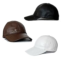 3 Pack Leather Caps Genuine Lambskin Leather Hat Sports Visor Adjustable Strap