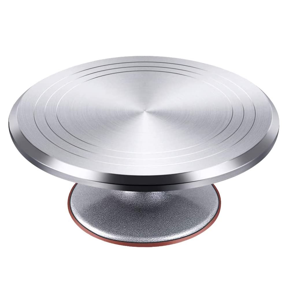 Cake Decorating and Icing Turntable/Serving Stand, Signature Edition 360°  Smooth Rotating Cake Stand, Silver Top & Golden Bottom, 12 Inch (30 cm)  Diameter Fiber Cake Turntable (Silver,Gold)...2) PELETTE SPATULA (12.5 INCH)  Cake Stands