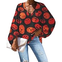Long Sleeves Shirts Trendys Casual Fall Halloween Pullover Tops Pumpkin Print Y2K Clothes for Teens Casual Athletic Workout Pullover Fashion Womens Halloween Pullover Topss Fall Autumn Blouses,4XL