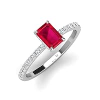 Emerald Cut Ruby Round Diamond 1 1/4 ctw Womens Hidden Halo Engagement Ring 14K Gold