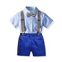 Boy's Short-Sleeved Shirt and Overalls Suits,0-4 Years Old Show Gentleman Outfits.