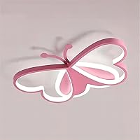 19.7 Inch Butterfly Ceiling Light, Dimmable LED Flush Mount Ceiling Light with Remote Control, Butterfly Ceiling Lamp for Girls' Room, Butterfly Close to Ceiling Light Fixture for Bedroom - Pink