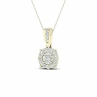 Round Cut Cubic Zirconia Halo Drop For Womens & Girls 14k Yellow Gold Plated 925 Sterling Silver.