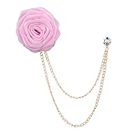 YOUNAFEN　Bridegroom Wedding Brooches Cloth Art Hand-made Rose Flower Brooch Lapel Pin Badge Tassel Chain Men Suit Accessories