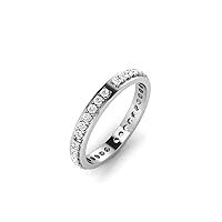 GEMHUB Classic Wedding Ring Lab Created G VS1 Diamond Round Shape Eternity 0.47 Carat 14k White Gold Size 4 5