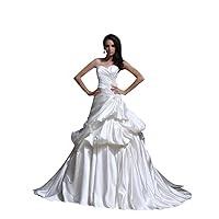 Ivory A Line Sweetheart Satin Pick-Up Wedding Gown With Applique Detail