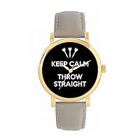 Black Keep Calm Throw Straight Watch Ladies 38mm Case 3atm Water Resistant Custom Designed Quartz Movement Luxury Fashionable