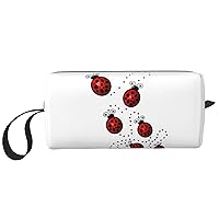 BREAUX Art Ladybug Tracks Printed Portable Cosmetic Bag Zipper Pouch Travel Cosmetic Bag, Daily Storage Bag