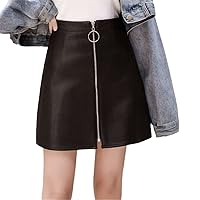 Women's Zip Leather Skirt High Waist Pu Skirt A Word Skirts