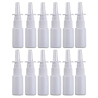 12PCS Empty Refillable Portable Plastic Nasal Pump Sprayers Spray Bottle Makeup Water Container Jar Pot for Colloidal Silver and Saline Applications Home and Travel Use (20ML)