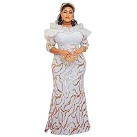 Women's Sequin Embroidery Long Dress Slim Fitting Fishtail Dress Evening Dress Performance Dress