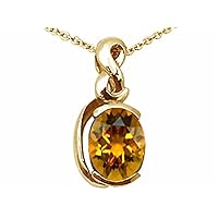 Tommaso Design Solid 14k Gold Oval 9x7mm Modern Contemporary Pendant Necklace