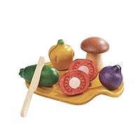 PlanToys 7 Piece Assorted Vegetable Food Playset (3601) | Sustainably Made from Rubberwood and Non-Toxic Paints and Dyes | Eco-Friendly PlanWood