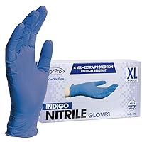 ForPro Professional Collection Disposable Nitrile Gloves, Chemical Resistant, Powder-Free, Latex-Free, Non-Sterile, Food Safe, 4 Mil, Indigo, X-Large, 100-Count