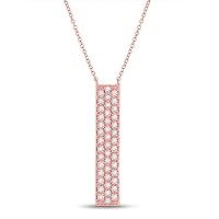 10kt Rose Gold Womens Round Diamond Vertical Bar Necklace 1/4 Cttw