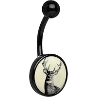 Body Candy Unisex Adult Glow in the Dark Deer Buck Belly Button Ring