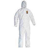 Kleenguard A40 Liquid & Particle Protection Coveralls with Hood (44325), Zip Front, Elastic Wrists & Ankles (EWA), White, 2X-Large, 25 Garments / Case