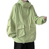 Men Hop Streetwear Jacket Coat Black Patchwork Windbreaker Oversized Pocket Spring Autumn