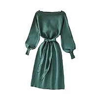 Comfy Elegant Knitted Sweater, Women Bandage Party Dress, Autumn Green Midi Dress
