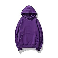 Thickened Plus Velvet Dropped Shoulder Loose Silver Fox Velvet Hooded Solid Color Sweater Cotton Winter Cold and Warm Men's Clothing Deep Purple 5XL