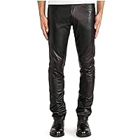 Mens Real Cow Leather Sleek & Sexy Style 501 Jeans Motorcycle Biker Pants Black & Brown Trouser