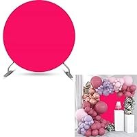 7.5x7.5ft Fuchsia Round Backdrop Cover Pure Solid Color Polyester Circle Photography Background for Wedding Bridal Shower Birthday Party Event Decor Photo Booth Props NO-1008