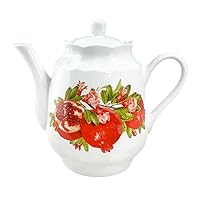 Kitchen Teapot with Lid Pomegranate Porcelain Teapot Brewer for Tea Coffee Serving Pot for Loose Tea 59.2 fl oz (1.75 L)
