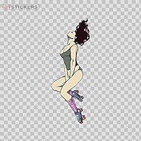 Stickers Decal Sexy Woman with Roller Skates Car Window Jet Ski 6 X 2.19 in.
