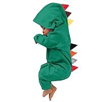 Girl Summer Clothes Patchwork Dinosaur Girls Romper Jumpsuit Infant Style Boy Baby Playsiut Long (Green, 3-6 Months)