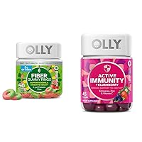 OLLY Fiber Gummy Rings 50ct & Active Immunity+Elderberry Gummies 45ct Berry Flavors Digestive & Immune Support