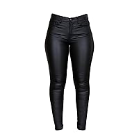 PU Leather Gothic Pants for Women's Shaping Solid Color Elastic Skinny High Waist Slim Faux Leather Tights