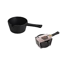 Cast-Iron Mini Saucepan, Saucepans, No Coating, Small Omelet Pans with Spout, Milk Pot, Portable Egg pan for Camping, Black Miniature Saucepan