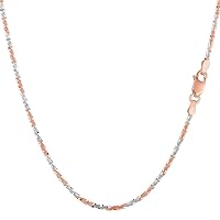 14K Rose/Pink Gold 1.5mm Shiny Diamond-Cut Shiny Sparkle Chain Necklace for Pendants and Charms with Lobster-Claw Clasp (16
