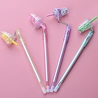 4 PCS Cute Kawaii Daisies Flower Milk Tea Cup Pendant Gel Pen School Office Supply Stationery Creative Sweet Lovely Pen
