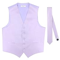 Men's Dress Vest & Skinny NeckTie Solid Burgundy Color 2.5