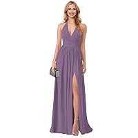 Halter Chiffon Bridesmaid Dresses 2024 Women Wedding Guest Dress Long A Line Formal Evening Party Gown with Slit