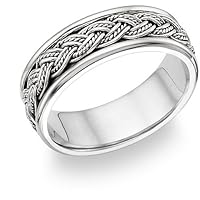 Platinum Braided Wedding Band Ring