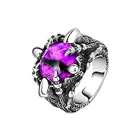 Biker Punk Mens Stainless Steel Evil Eye Gothic Dragon Claw Purple Gem Stone Vintage Ring