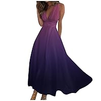 Sequin Dress for Women, Sparkly Dresses for Women Casual Dresses for Women 2024 Sleeveless Dress Ladies Casual Maxi Casual V Neck Fashion Retraction Printed Loose Boho Outdoor (Dark Purple,X-Large)