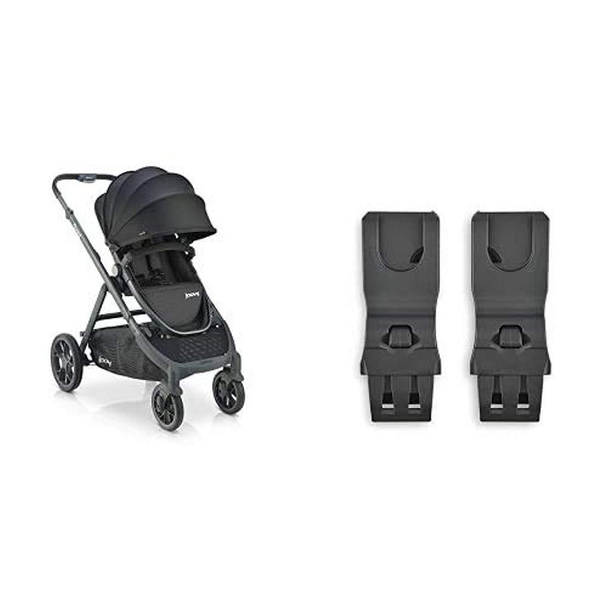 Joovy Qool Single Stroller with Maxi COSI/Cybex/Nuna Car Seat Adapter, Standard Stroller, Travel System, Black Melange