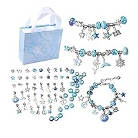 LUBOSE Girls Jewelry DIY Set, Jewelry Charm Jewelry Bracelet bag, bracelet beads DIY creative gift, diy crystal beaded bracelet(60 pieces, Blue)