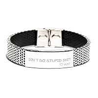 Stainless Steel Bracelet From Aunt, Don't Do Stupid Shit Love Aunt, Birthday Christmas Funny Heart Gifts Engraved Bracelet For Men Women