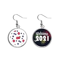 Blueberry Strawberry Fruit Illustration Pattern Ear Pendants Earring Jewelry 2021 Blessing